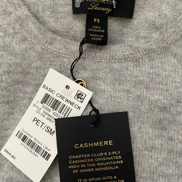 NWT 100% Pure Cashmere charter club luxury cashmere Sweater - Picture 8 of 11